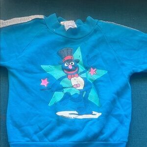 Vintage Blue Kids Sweatshirt with Grover from Sesame Street (fits like a 3t)